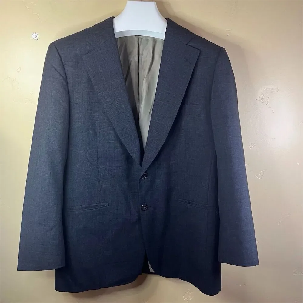 Paul Stuart Wool Gray Men's Check Wool Sport Coat‎ Blazer Size 41/35 Formal Work